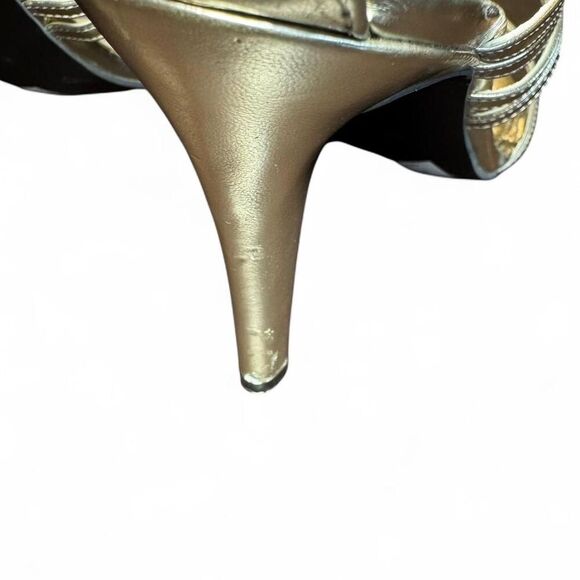 Ralph Lauren Women's Gold Metallic Strappy Open Toe Heels Size 9.5 - Picture 8 of 8